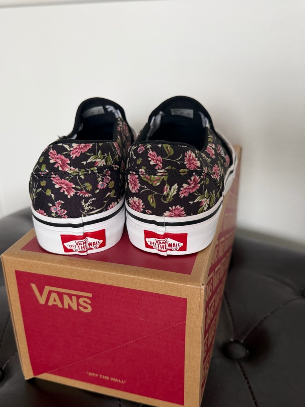 Vans Slip-On Floral Sneakers - Black with Pink Flowers - Picture 4 of 4